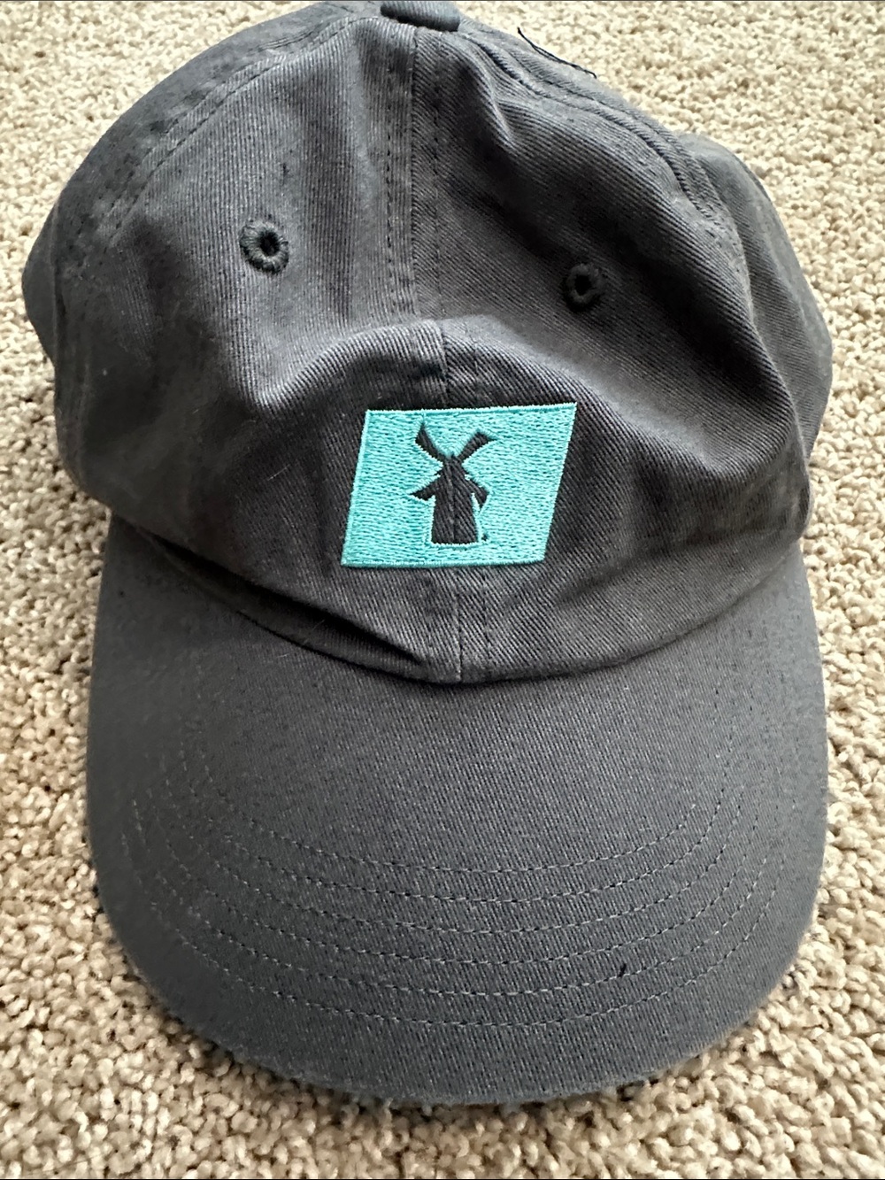 Dutch Bros Gray Adjustable Baseball Cap with Teal Windmill Patch